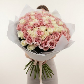 101 розовая и белая роза (Premium) 101 розовая и белая роза (Premium)
